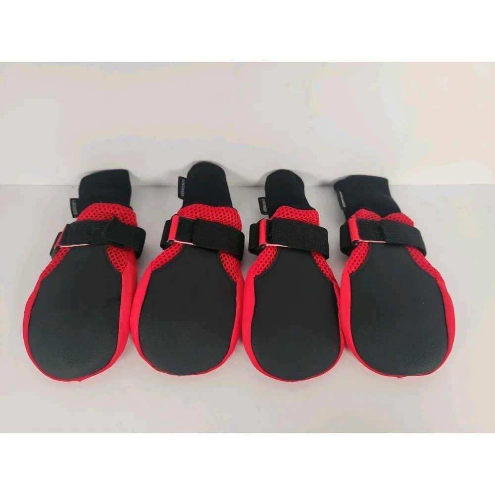 Lonsuneer Dog Boots Red Size Large Set of 4 Breathable Paw Protector Nonslip